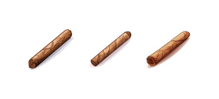 Cartoon lit cigar with smoke. Vector illustration design.のイラスト素材