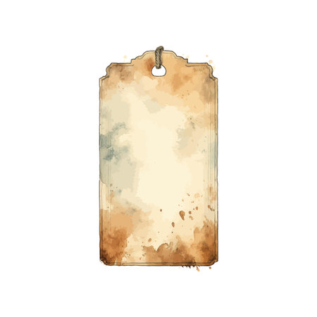 Vintage - style watercolor tag sepia soft colors Macket set. Vector illustration design.のイラスト素材