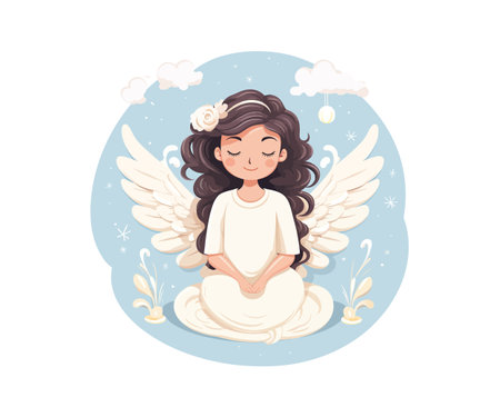 Angel girl. Just relax phrase. Vector illustration design.のイラスト素材