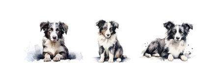 Watercolor puppy border collie clipart. Vector illustration design.のイラスト素材