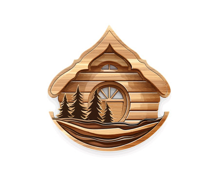 Wooden House Logo. Eco House. Vector illustration design.のイラスト素材