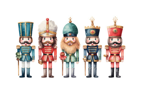 Watercolor christmas Nutcracker clipart. Vector illustration design.のイラスト素材