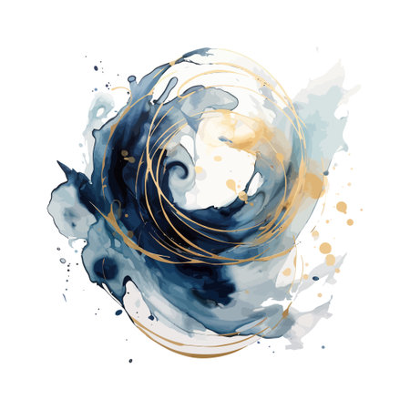 The blue-gold layer is painted with watercolor. Vector illustration design.のイラスト素材