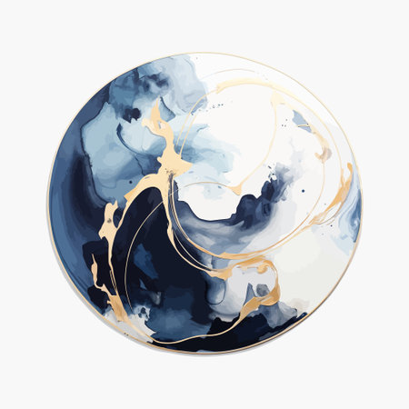 The blue-gold layer is painted with watercolor. Vector illustration design.のイラスト素材