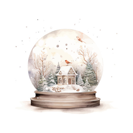 Christmas snowglobe watercolor. Vector illustration design.のイラスト素材