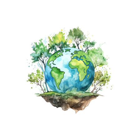 Earth Day watercolor. Ecological concept. Vector illustration design.のイラスト素材
