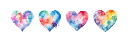 Color heart watercolor set. Vector illustration design.のイラスト素材