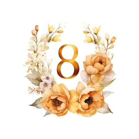 Composition of March 8 with watercolor flowers. Vector illustration design.のイラスト素材