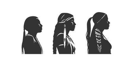 Silhouette women indian americans set. Vector illustration design.のイラスト素材