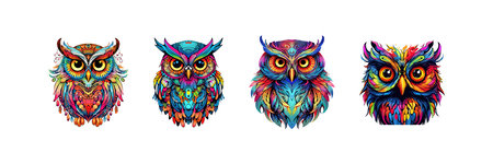 Color owl vinyl sticker. Vector illustration design.のイラスト素材