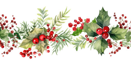 Christmas decorative seamless border. Watercolor. Vector illustration design.のイラスト素材