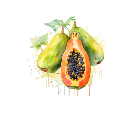 Watercolor papaya. Vector illustration design.のイラスト素材
