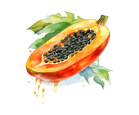Watercolor papaya. Vector illustration design.のイラスト素材