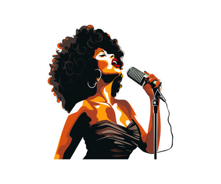 Afro American jazz singer. Vector illustration design.のイラスト素材