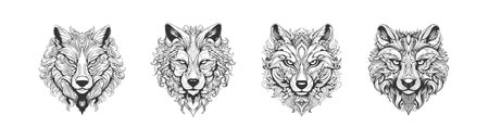 Ornamental tattoo bear head. Highly detailed abstract. Vector illustration design.