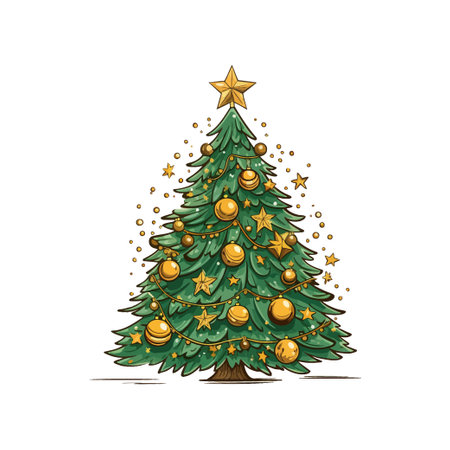 Doodle christmas tree. Vector illustration design.のイラスト素材