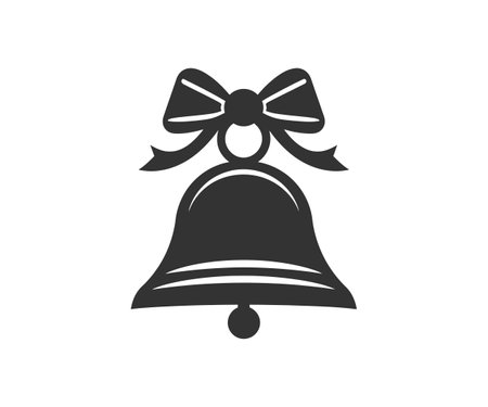 Jingle bell icon. Black and white silhouette icon. Vector illustration design.のイラスト素材