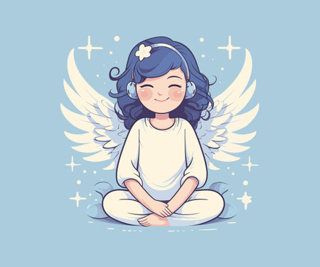 Angel girl. Just relax phrase. Vector illustration design.のイラスト素材