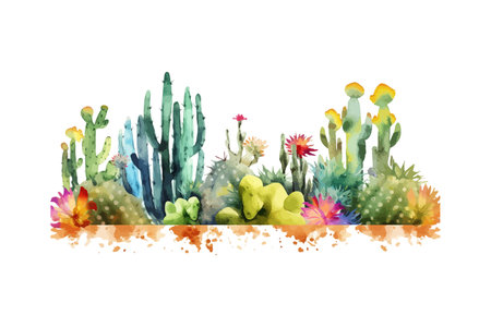 Watercolor cactus texture elegant silhouette. Vector illustration design.のイラスト素材