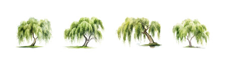 Watercolor willow tree set. Vector illustration design.のイラスト素材