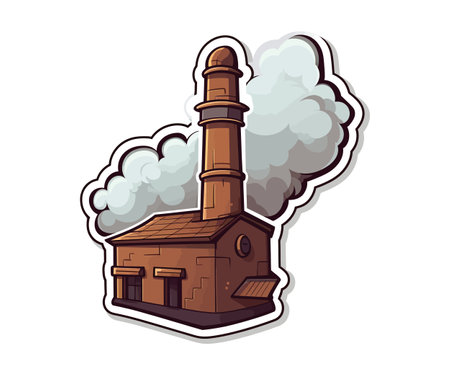Playful cartoon Smokestack sticker. Vector illustration design.のイラスト素材
