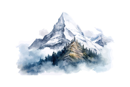 Mountain landscaped watercolor. Vector illustration design.のイラスト素材