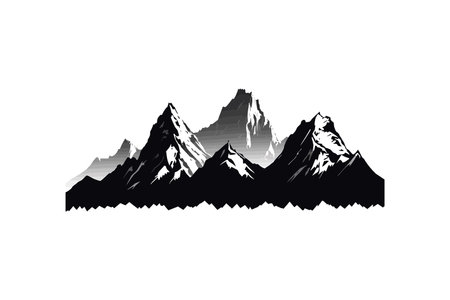 Black silhouette of mountains peaks landscape banner. Vector illustration design.のイラスト素材