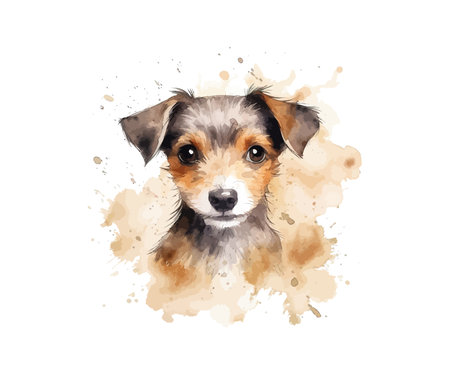 Cute dog hand drawn with style watercolor. Vector illustration design.のイラスト素材