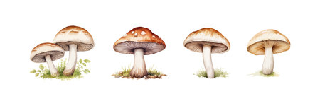 Champignon watercolor. Mushroom. Vector illustration design.のイラスト素材