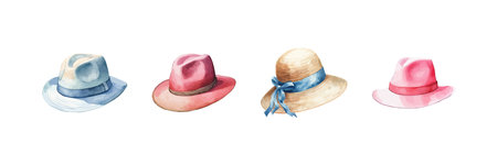 Watercolor hat set. Vector illustration design.のイラスト素材