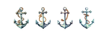 Anchor watercolor set. Vector illustration design.のイラスト素材