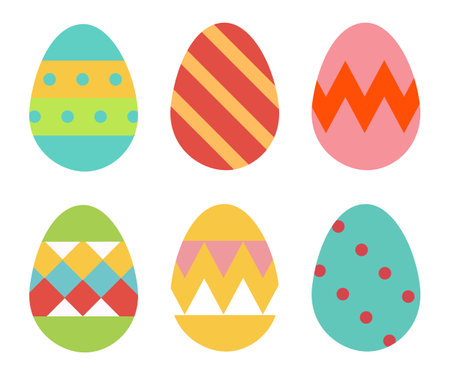 Easter egg set icon. Holiday decoration illustration symbol. Sign spring day vector.のイラスト素材