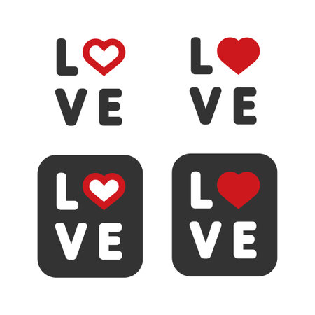Love icon. Heart and letters valentine illustration symbol. Sign romance vector.のイラスト素材