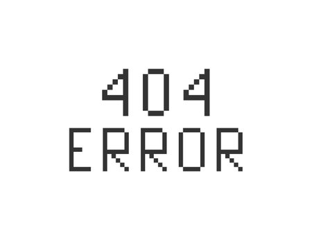 Black error 404 pixel. Computer app illustration symbol. Sign web site page vector.