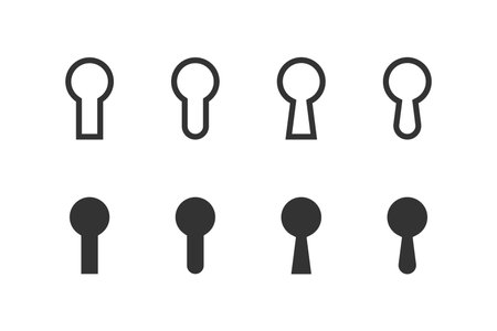 Keyhole icon set. Door key hole illustration symbol. SIgn lock vector flat.のイラスト素材
