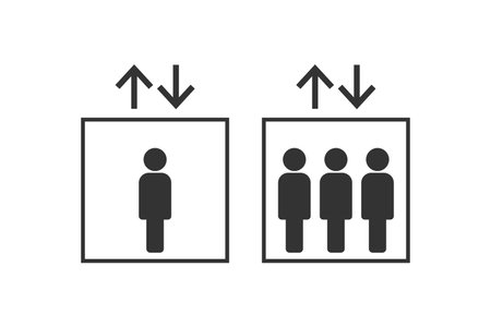 Elevator with people icon. Transport illustration symbol. Sign lift vector.のイラスト素材