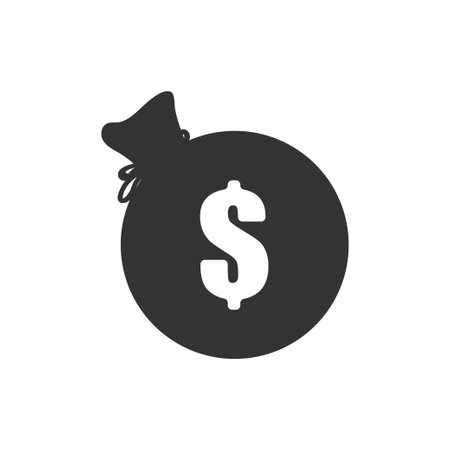 Bag dollars icon. Cash illustration symbol. Sign money bag vector flat.のイラスト素材