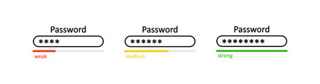 Password weak, medium and strong interface icon set. Digital security concept illustration symbol....
