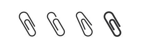 Paper clip icon set. Metal clip illustration symbol. Sign document staple vector flat.のイラスト素材