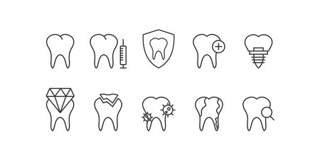 Dentist icon set. Dental clinic illustration symbol. Sign dentistry vector design.のイラスト素材