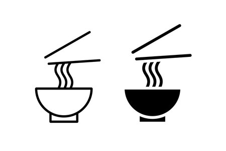 Japanese noodle and chopsticks icon. Editable stroke. Vector illustration design.のイラスト素材