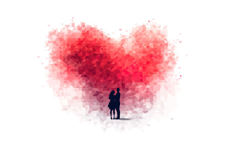 Pixel love. Valentines day watercolor. Vector illustration design.のイラスト素材