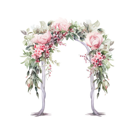 Watercolor beautiful wedding arch. Vector illustration design.のイラスト素材