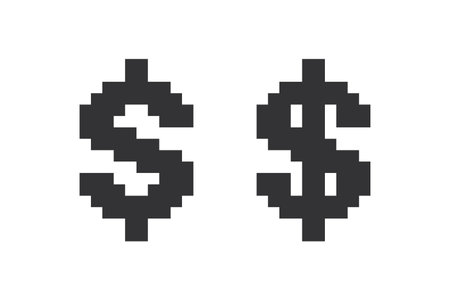 Pixel dollar icon. 8 bit money illustration symbol. Sign american game cash vector flat.