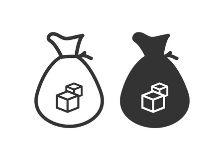 Bag of sugar icon. Granules sack illustration symbol. Sign food vector.のイラスト素材