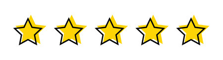 Five star yellow color icon. Recommendation illustration symbol. Sign top chart vector.