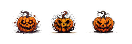 Pumpkin Halloween icon style clipart. Vector illustration design.のイラスト素材