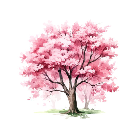 Sakura Tree watercolor. Vector illustration design.のイラスト素材