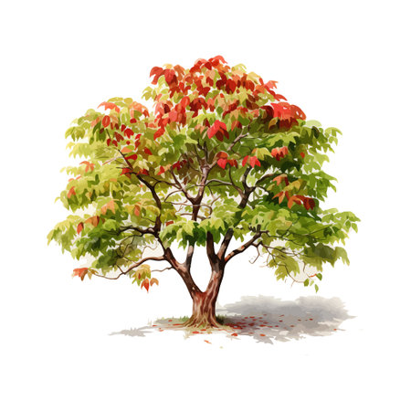Rowan Tree watercolor. Vector illustration design.のイラスト素材