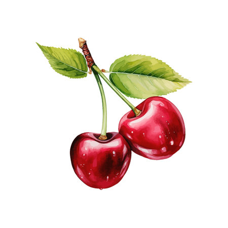 Cherry watercolor. Vector illustration design.